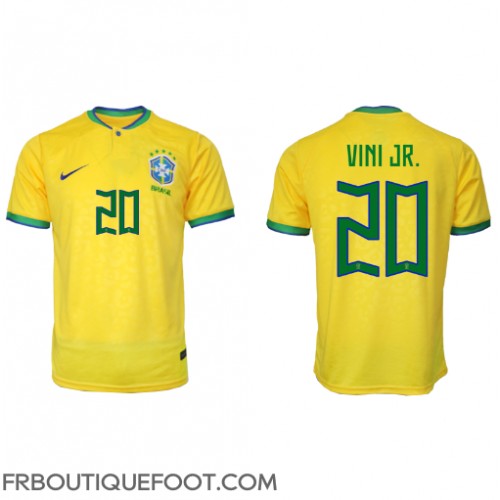 Maillot de foot Brésil Vinicius Junior #20 Domicile vêtements Monde 2022 Manches Courtes